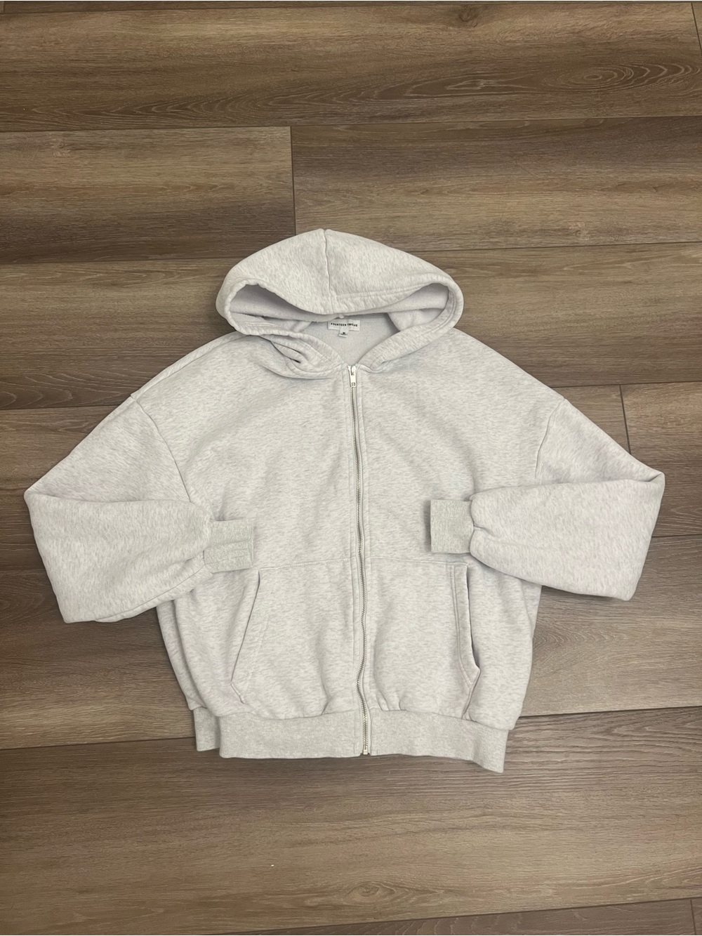 Light Gray Women's Zip-Up Hoodie Puffer Sweater